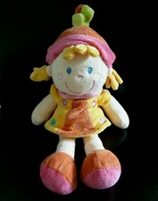 X12. DOUDOUPELUCHE MOTS D'ENFANTS POUPEE FILLE ROBE JAUNE sans pantalon TTBE