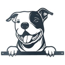 Silhouette de staffie en métal noir avec plaque de fixation ornement de jardi...