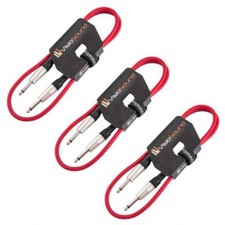 3 x Câble guitare Jack à Jack mono 6,35mm / Instrument / Câble patch / 1m Rouge
