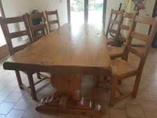 Buffet Vaisselier campagnard + table de monastère + 6 chaises 100% chêne massif