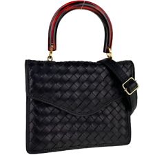 Sac à main BOTTEGA VENETA Intrecciato écaille de tortue 2 voies cuir noir 2716