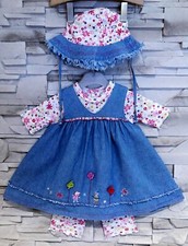 CATIMINI - ENSEMBLE 3/4P BÉBÉ FILLE MOTIF PETITES FLEURS, BRODERIES, FRANGES 18M