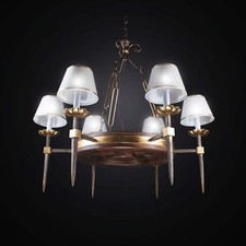 Lustre Rustique en Bois Et Fer Forgé A 6 Lumières Bga 2559 / 6CP