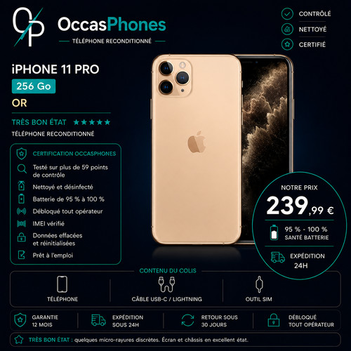 Iphone pro 256go gold - 11,