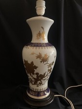 Lampe, grand modèle, porcelaine, décor doré et bleu, putto, peint main
