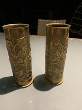 Lot De Deux Douilles D’obus Décorées 1917 Ww1 GCC