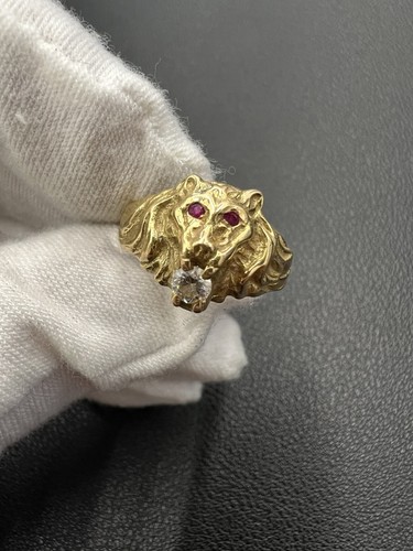 Bague tête lion - de, or