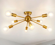 Lustre Salon Sputnik Or 8 Lumières Moderne Industriel Plafonnier Laiton