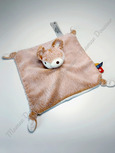 Doudou plat carré renard - plat,