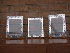 3 cadres à poser art déco orientable sur socle bois & verre miroir 23,5 X 17,5cm