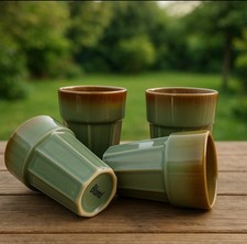 4 gobelets en céramique verts / bruns Style Scandinave