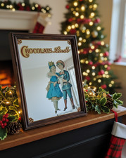 Ancien Miroir Chocolats Lindt Publicité Vintage Illustration Enfants Rétro