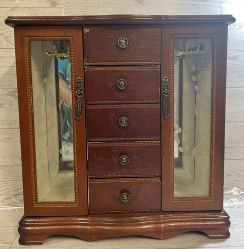 Vintage wooden jewelry armoire - vintage,