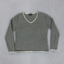 Pull Cachemire Jardin Privé L Gris Col V Crop Manches Longues