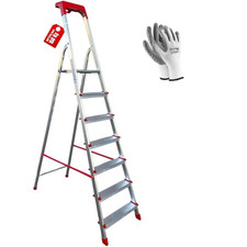 Échelle Domestique En Aluminium Avec Bac De Rangement + Gants | 7 Marches