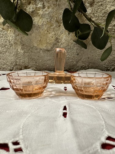 Saleron ancien verre rose - en,