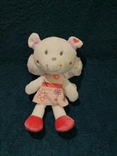 Doudou peluche ours blanc rose - doudou,