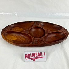 ➜PLAT SERVITEUR/DE SERVICE APÉRITIF en bois sculpté 5 compartiments vintage