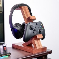 Manette de jeu et support casque en bois massif pour configuration organisée