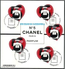Bloc 152 Coeurs CHANEL n°5 oblitéré 1er jour 22.01.2021