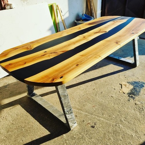 Black epoxy wood table - wood,