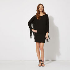 jolie robe noire à franges  MAJE rodeo taille 2 ou 38 fr excellent état