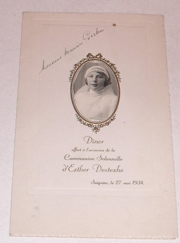 Menu mai 1934 communion - menu,