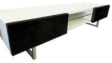 Meuble TV laqué Blanc/Noir -
