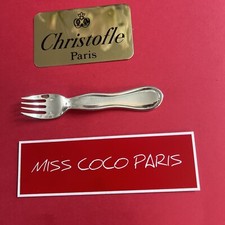FOURCHETTE BÉBÉ LÉO LÉA CHRISTOFLE FRANCE  13 CM  METAL ARGENTE Très Bel État