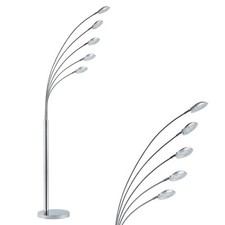 Lampadaire en métal chromé 5 spots - Lampe sur pied - Luminaire LED