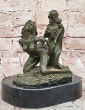 Érotique Nu Squelette Bronze Sculpture Statue – Main Œuvre pour Halloween