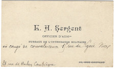 Carte de visite Officier d'administration Sergent Bureaux Intendance militaire