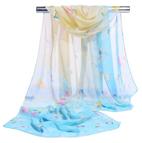 Foulard bleu jaune imprimé - foulard,