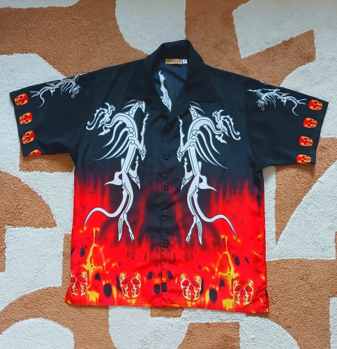 Chemise dragon flammes - chemise, &