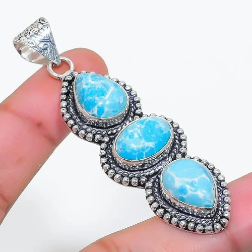 Blue larimar handmade gemstone - larimar,