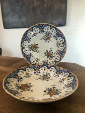 2 GRANDS PLATS CREUX EN  FAIENCE DE DESVRES signé FOURMAINTREAUX FRÈRES