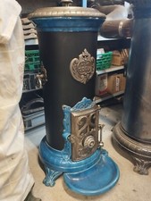 Poêle Godin rare ancien modèle 2123 Bleu Nickelé années 30