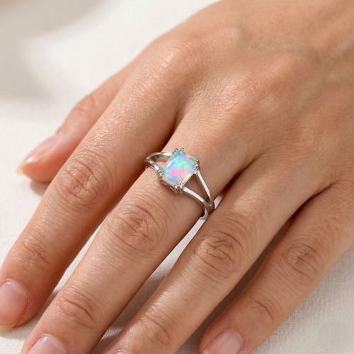 Bague artisanale opale - en,