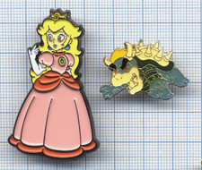 Lot Pins Retrogaming jeux video Nintendo The Legend of Zelda Peach + Bowser 1988