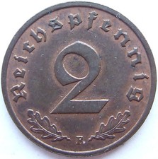 Pièce Allemande Du Troisième Reich 2 Reichspfennig 1936 F En Uncirculated