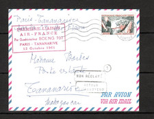 AIR-FRANCE Première Liaison PARIS/TANANARIVE Boeing707 1961 Enveloppe 1er Jour