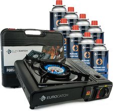 Eurocatch Outdoor - Réchaud À Gaz - Incl. 8 Cartouches De Gaz - Réchaud De Campi