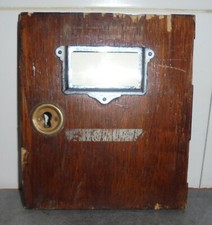 PORTE D'ANCIENNE BOITE AUX LETTRES en BOIS VERNI 17cm x 19.5cm x 1.7cm