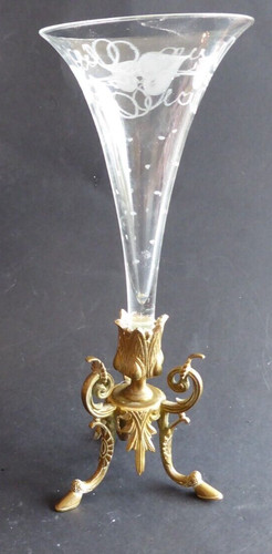 Vase cornet bronze verre - vase,
