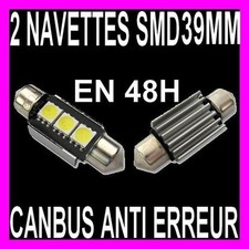 2 AMPOULE NAVETTE A 3 LED SMD C5W 39MM ANTI SANS ERREUR CANBUS PLAFONNIER XENON