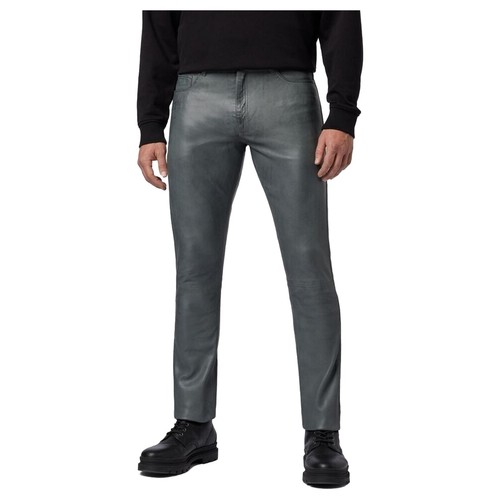Jeans cuir gris véritable - en,
