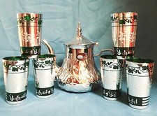 Marocaine Théière 1,2 L + 6 Verres Gratuit Marrakech Style Thé Tisane Minceur