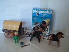 PLAYMOBIL vintage western chariot bâché colons tonneau set 3243 de 1976 / boîte