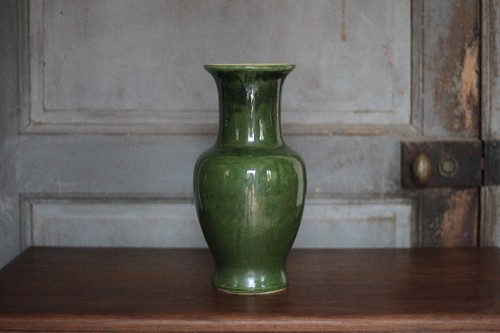 Green varnished ceramic - , vase