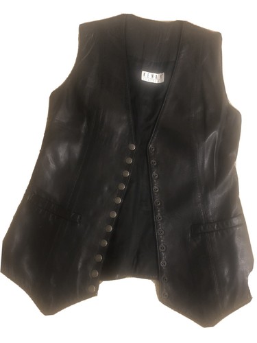 Black leather vest womans size - vest,